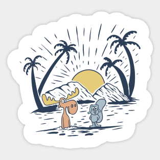 Rocky and bullwinkle sunbathing on the mountains Sticker